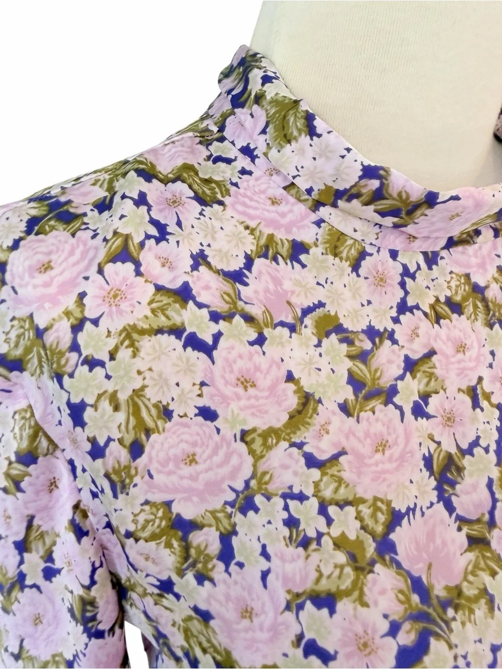 Zara Pink Floral Satin Mini Dress with Green Accents Sz XS